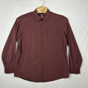 SwissTech Men’s Xl Maroon Long Sleeve Button Up Shirt Stretch Outdoor